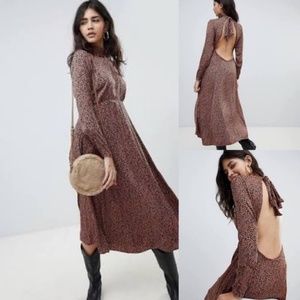 NWT FREE PEOLE LOVELESS OPEN BACK LEOPARD MIDI DRESS 2